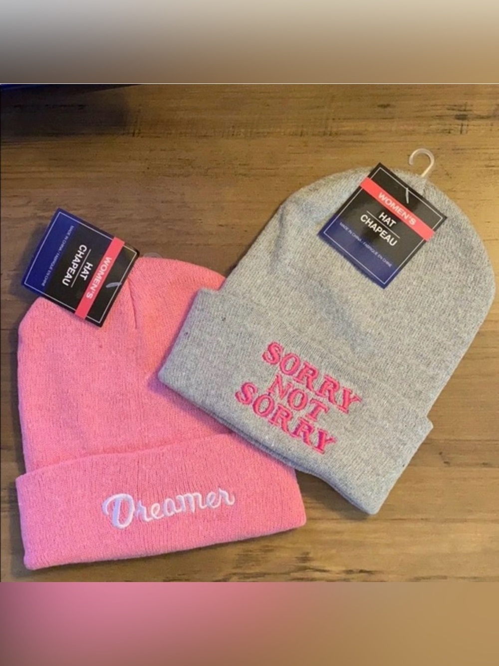 NWT! Pink & Gray Winter Novelty Hat Bundle | Set of 2